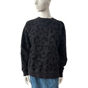 Etre Cecile Cotton Black Leopard Jacquard Print Sweatshirt